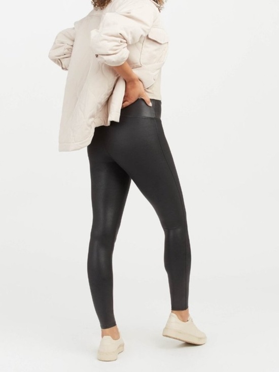 SPANX Pants - SPANX Faux Leather Leggings Black Women’s Large High Waisted Shaping Pants